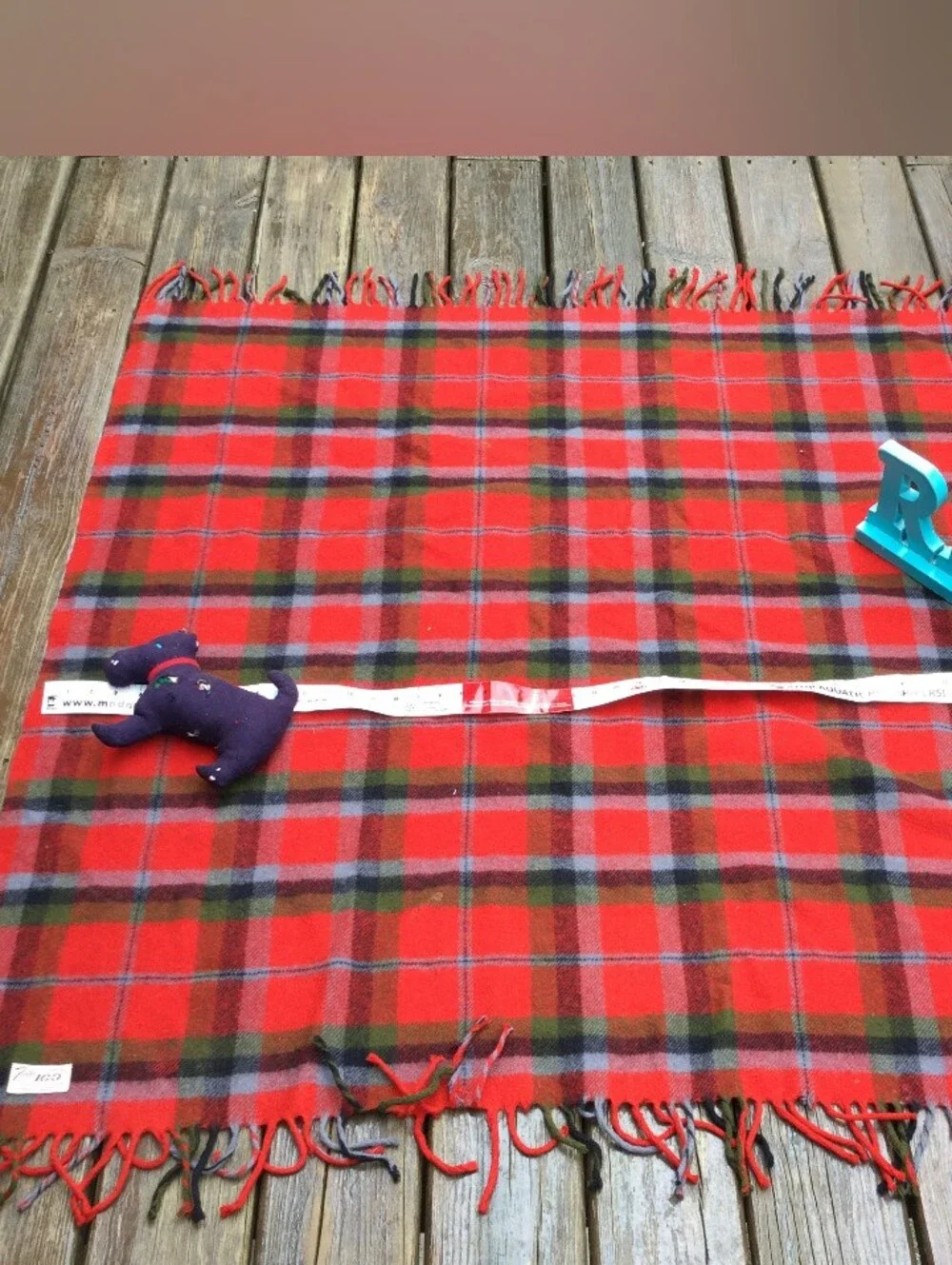 MOHAIR NAVY THROW BLANKET w/Fringe Nice Vintage CONDITION